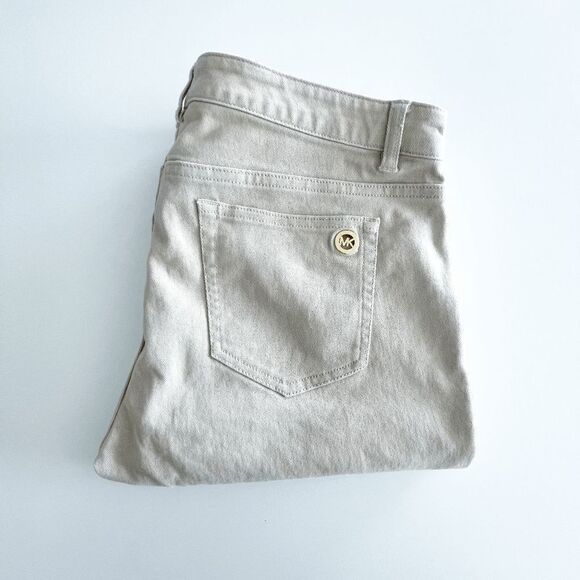 Michael Kors Womens Denim Pants Skinny Tan Gold Zip Pockets Size 12 - Picture 11 of 11